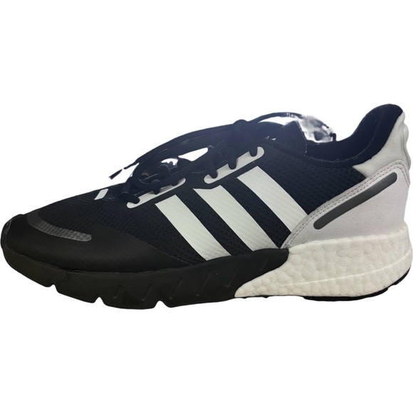 Adidas ZX 1K BOOST CORE BLACK / CLOUD WHITE / BLACK SILVER METALLIC Size 9 - Picture 2 of 10